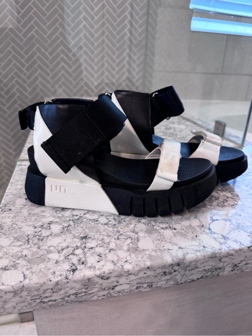 United Nude Black and White Chunky Platform Sandals